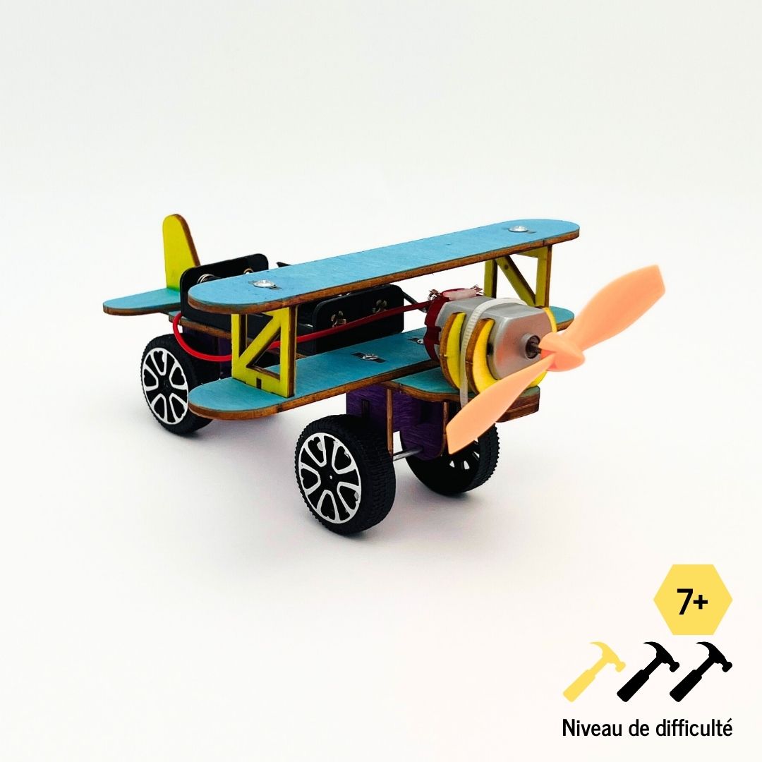 AirplaneBot, CharBot & Thumbs-up Bot - Kit d'assemblage Puzzle 3D en bois STEM