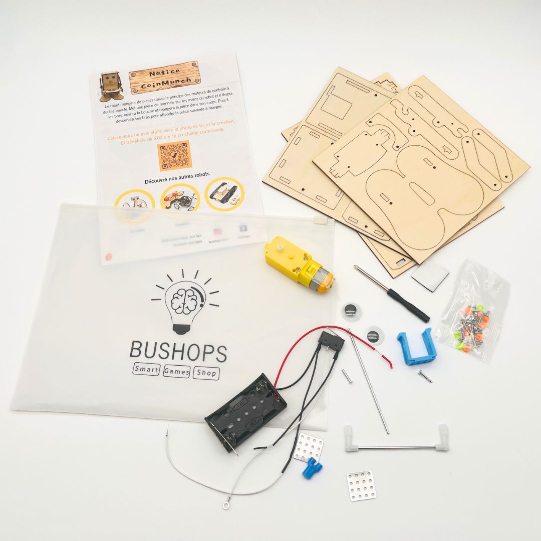 CarBot, CoinMunch & RoboPromeneur - Kit d'assemblage DIY en bois STEM