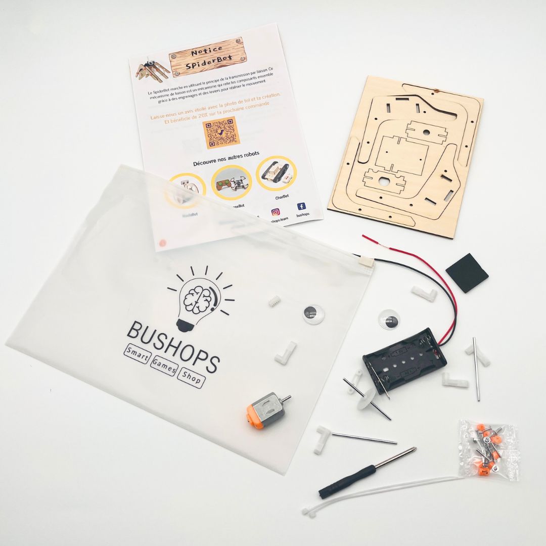RoboPromeneur Jr, SpiderBot & SpiderBot 2.0  - Kit d'assemblage DIY en bois STEM