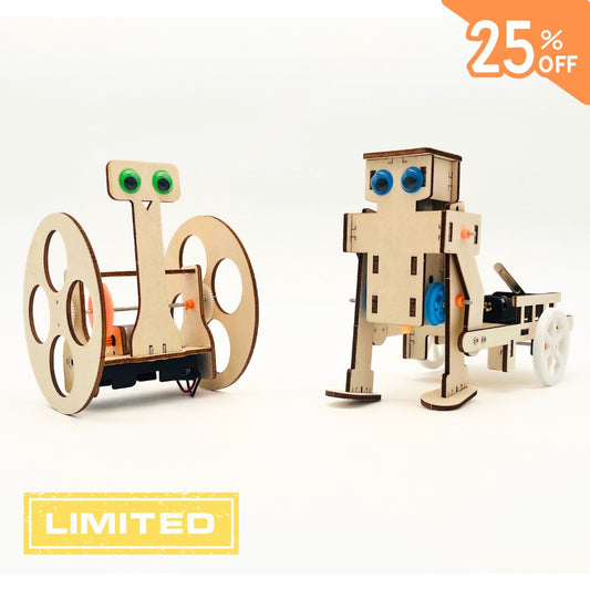 RoboPromeneur &amp; RoulaBot - STEM wooden 3D puzzle assembly kit