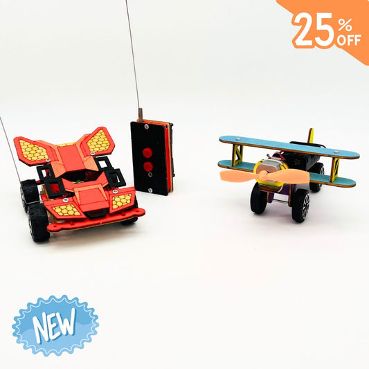 AirplaneBot &amp; CarBot - 3D Wooden STEM Puzzle Assembly Kit