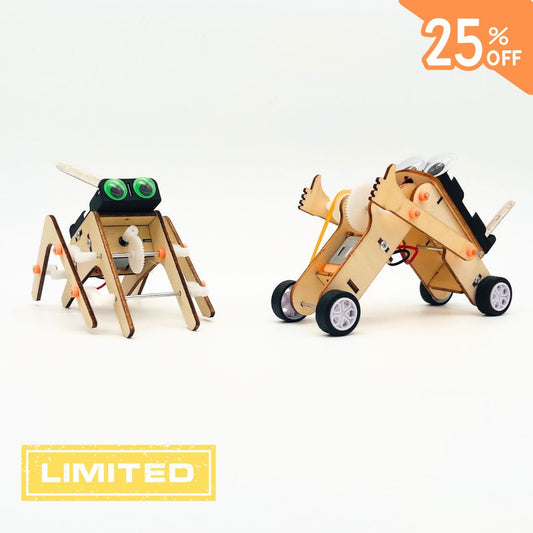 SpiderBot &amp; Thumbs-up Bot - DIY Wooden STEM Assembly Kit