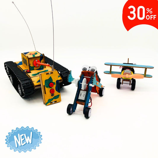 AirplaneBot, CharBot &amp; Thumbs-up Bot - 3D Wooden STEM Puzzle Assembly Kit 