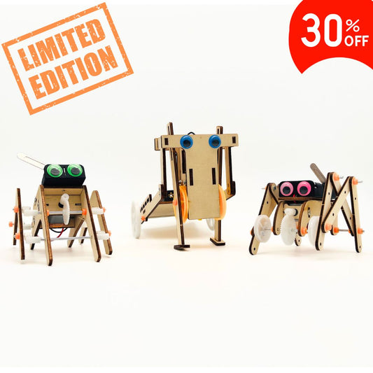 RoboPromeneur Jr, SpiderBot & SpiderBot 2.0  - Kit d'assemblage DIY en bois STEM