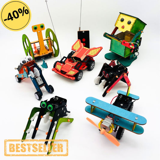 Pack of 7 Bot's with paint - 3D wooden STEM puzzle assembly kit 📢❌ VERY LIMITED STOCK❌