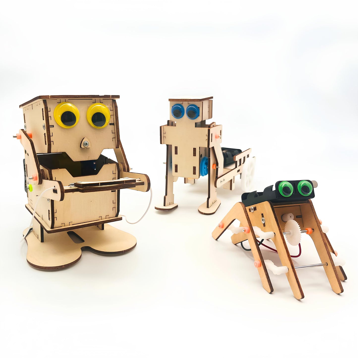 Trio Pack: SpiderBot - CoinMunch - RoboWalker- Wooden STEM Assembly Kit