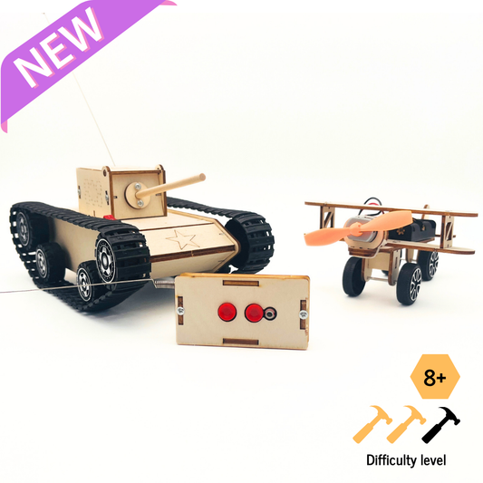Duo Pack: AirplaneBot - CharBot - STEM wooden assembly kit