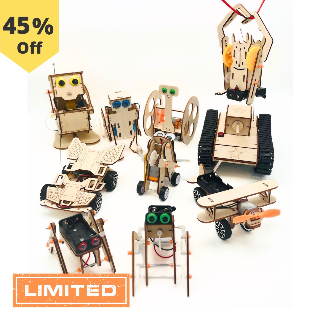 Pack de 10 Bot's - Kit d'assemblage Puzzle 3D en bois STEM  📢 Edition limitée 🛒