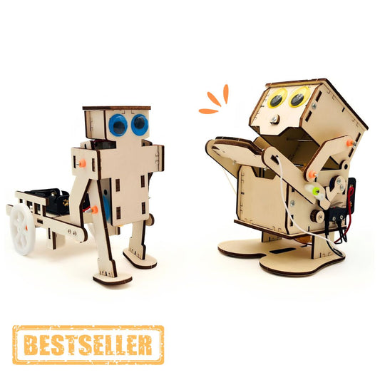 RoboPromeneur & CoinMunch - Kit d'assemblage Puzzle 3D en bois STEM