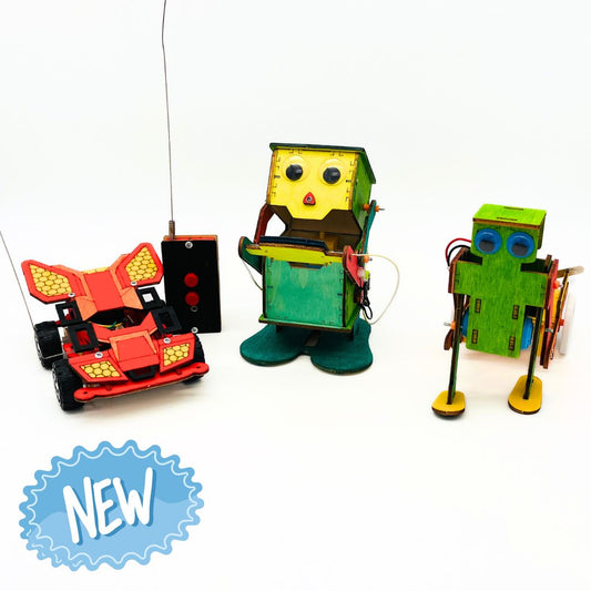 CarBot, CoinMunch & RoboPromeneur - Kit d'assemblage DIY en bois STEM