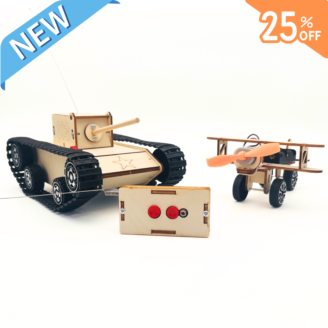 AirplaneBot &amp; CarBot - 3D Wooden STEM Puzzle Assembly Kit