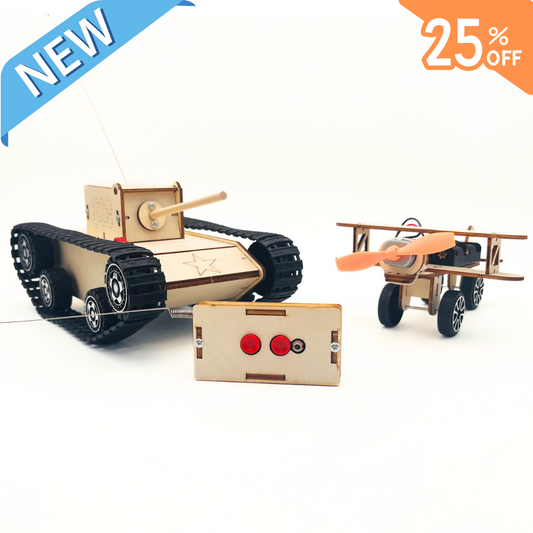 AirplaneBot &amp; CarBot - 3D Wooden STEM Puzzle Assembly Kit