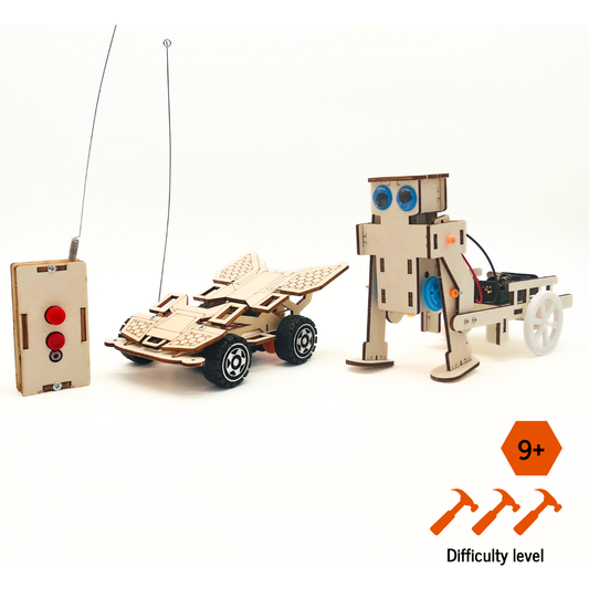 Duo Pack: RoboWalker - CarBot - Wooden STEM Assembly Kit