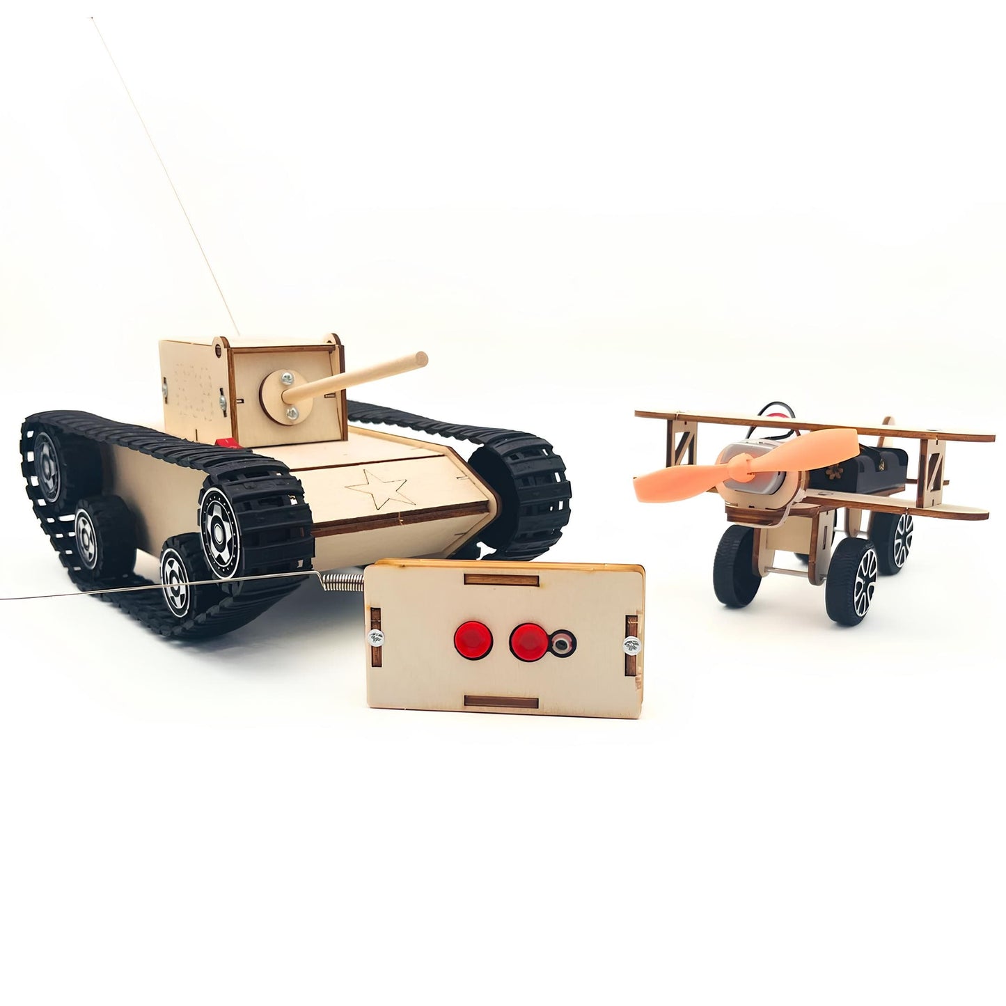 Duo Pack: AirplaneBot - CharBot - STEM wooden assembly kit